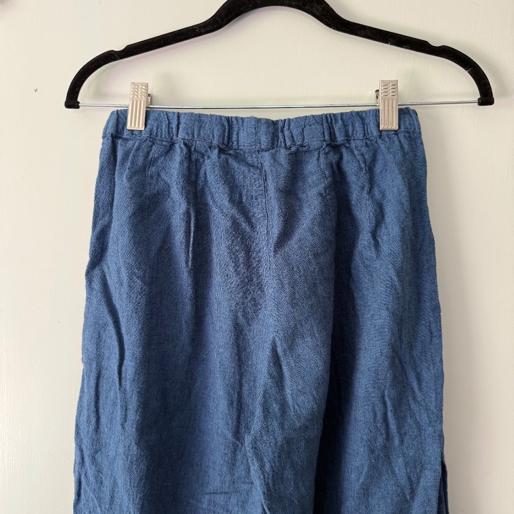 Cut Loose Navy Blue Linen Blend Wide Leg Cropped Pants Extra Small - Picture 5 of 8